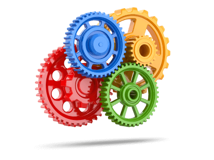 Photo color gears on white isolated background 3d